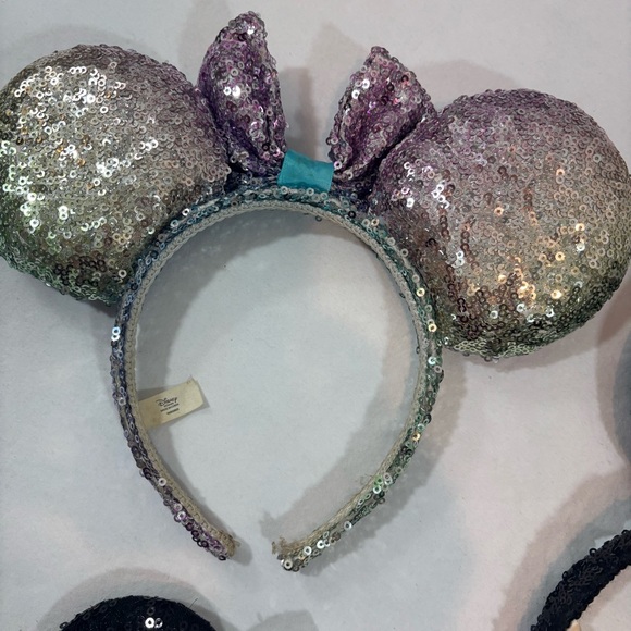 Disney Minnie Mouse Headband Ears With Bow Multicolor & Black Sequin Hat Mickey - Picture 3 of 6